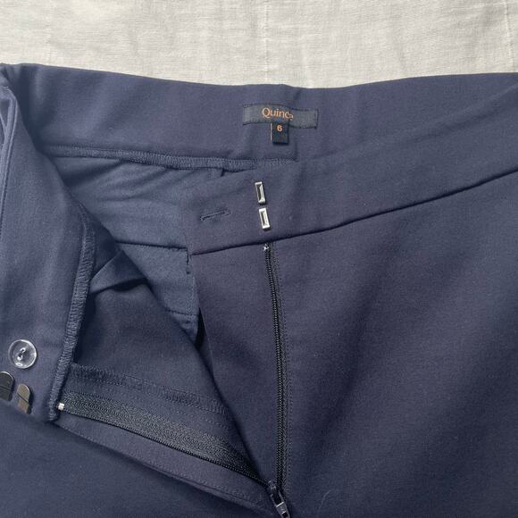 Quince Ultra Stretch Ponte Trouser Pants Navy Blue Sz 6 Office Business Casual - Picture 4 of 6
